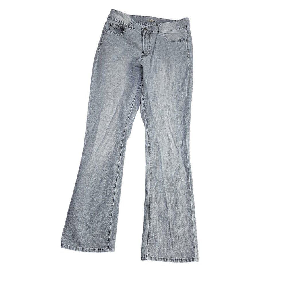 Riders By Lee Jeans Womens 12 Gray Light Wash Mid Rise Bootcut Stretch Denim